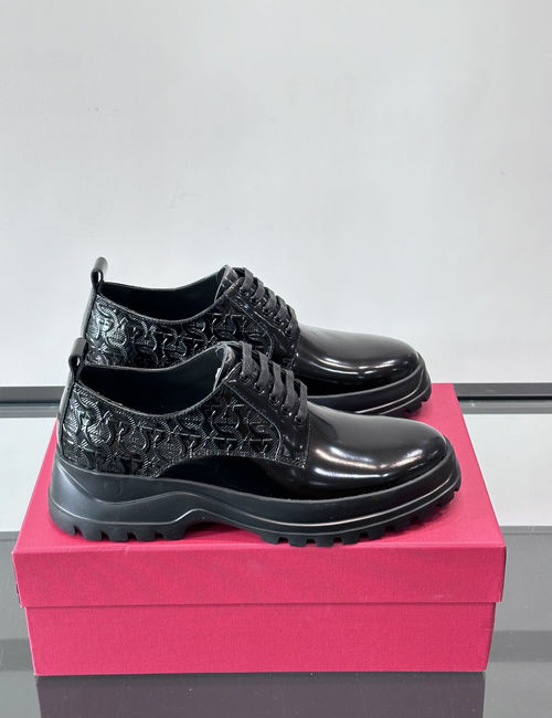 Ferragamo Genuine Leather Dress Shoes With Non-slip Soles