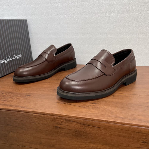 Zegna New Leather Loafers In Brown With Classic Style