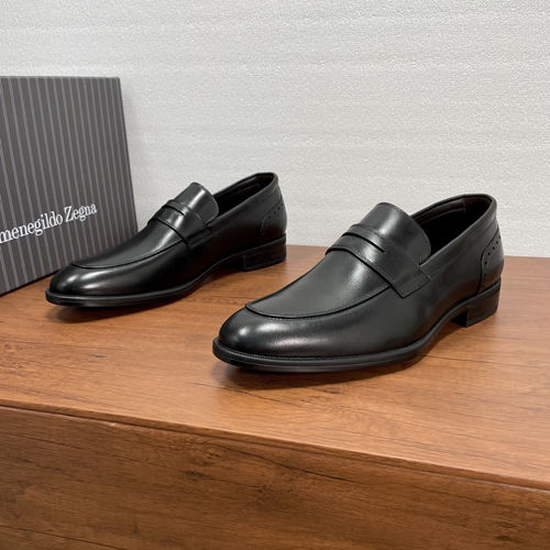 Zegna New Leather Loafers With Brogue Detail