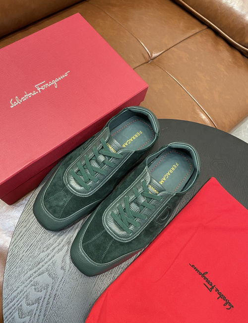 Ferragamo Stitched Logo Leather Casual Shoes
