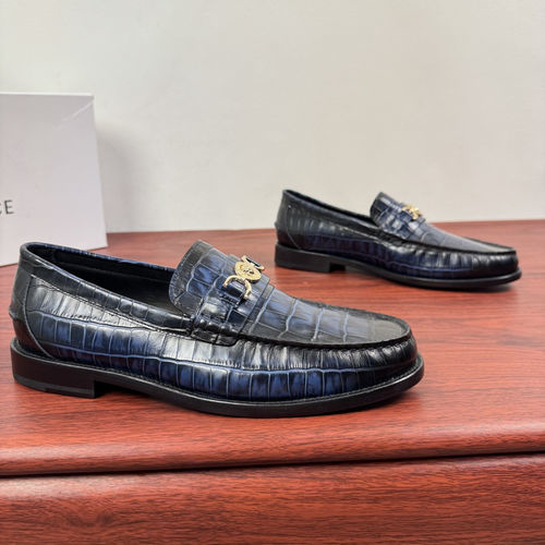 Versace Metal Buckle Patent Leather Loafers