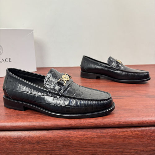 Versace Patent Leather Loafers With Metal Buckle