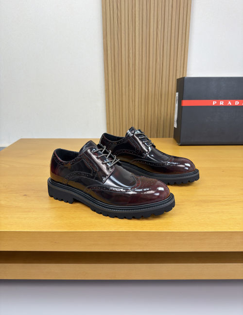 Prada Handcrafted Leather Dress Shoes With TPU Sole