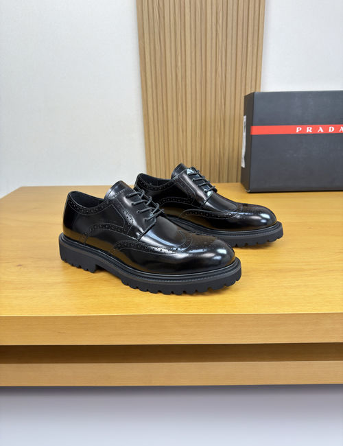 Prada Handcrafted Leather Dress Shoes With TPU Sole