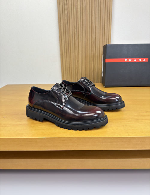 Prada Handcrafted Leather Dress Shoes With TPU Sole