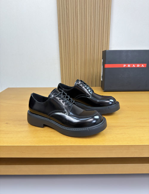 Prada Topstitch Leather Formal Shoes