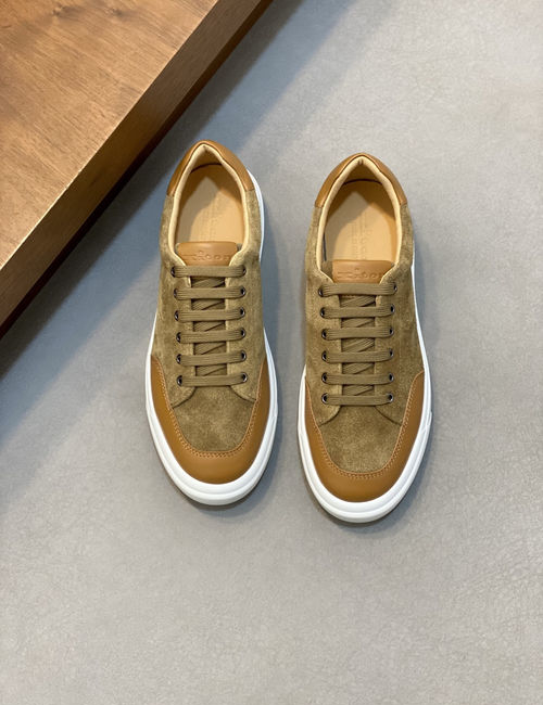 Kiton Wash Denim Suede Sneakers