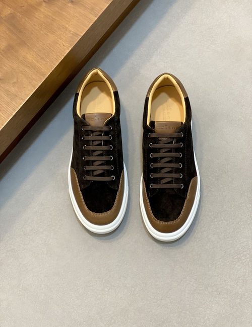 Kiton Wash Denim Suede Sneakers