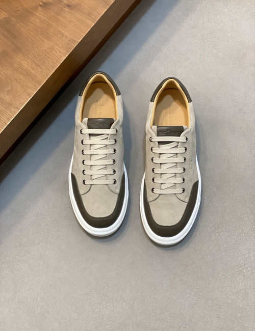 Kiton Wash Denim Suede Sneakers