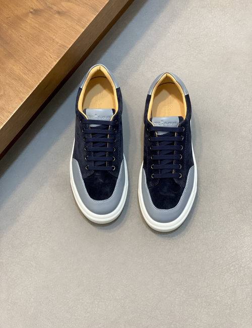 Kiton Wash Denim Suede Sneakers
