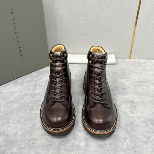 Brunello Cucinelli BC Premium Leather Hiking Boots With Vibram Sole