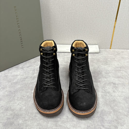 Brunello Cucinelli BC Premium Leather Hiking Boots With Vibram Sole