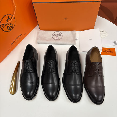 Hermes Three-joint Oxford Leather Dress Shoes