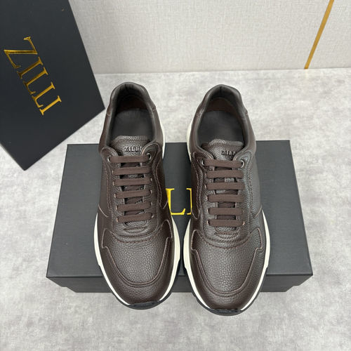 Zilli Stitched Leather Casual Sneakers