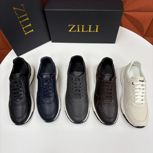 Zilli Stitched Leather Casual Sneakers