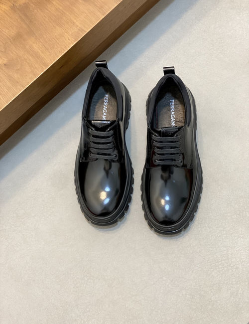 Ferragamo Calfskin Leather Casual Leather Shoes