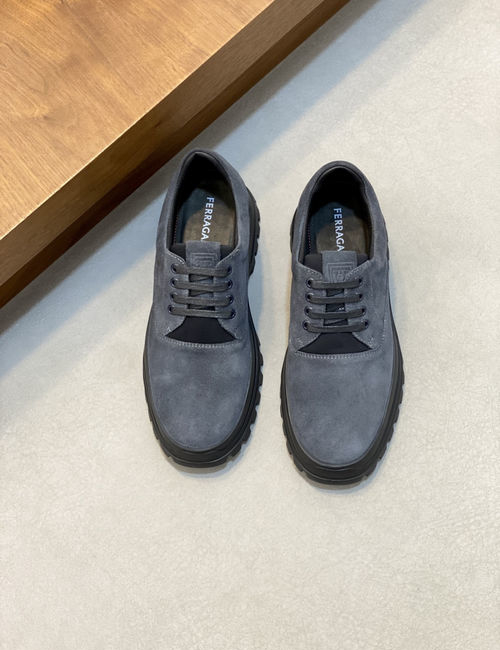 Ferragamo Calfskin Leather Casual Leather Shoes