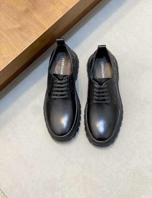 Ferragamo Calfskin Leather Casual Leather Shoes