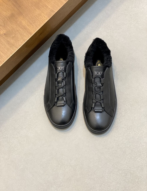 Tods Stitching Leather Sneakers Rubber Peas