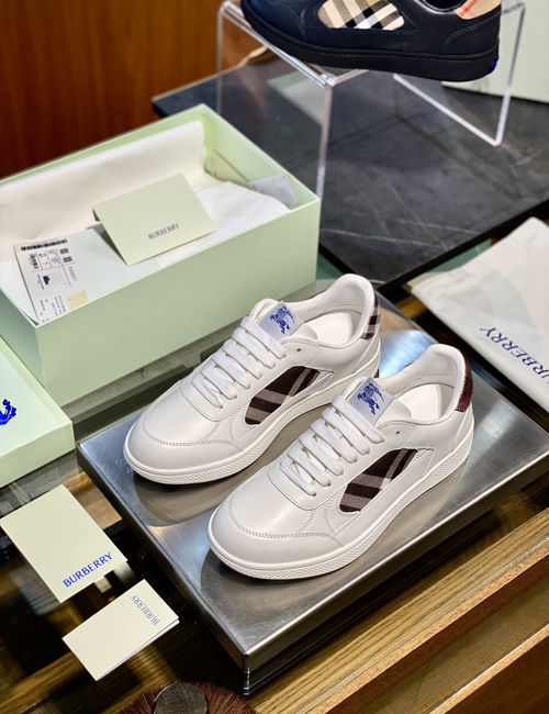 Burberry Leather Terrace Sneakers With Signature Check Design