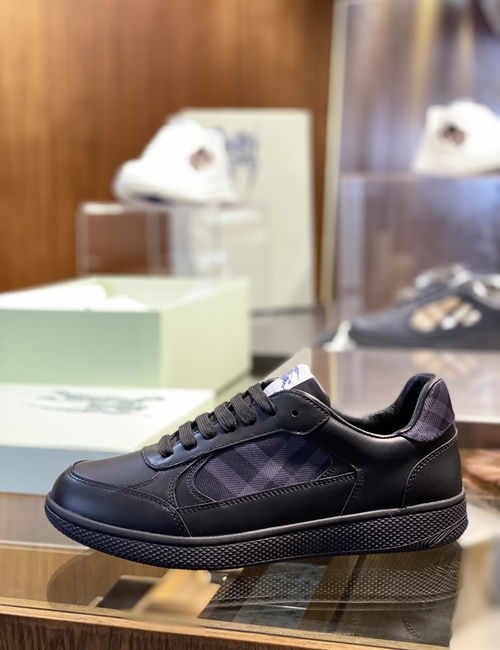 Burberry Leather Terrace Sneakers With Signature Check Design