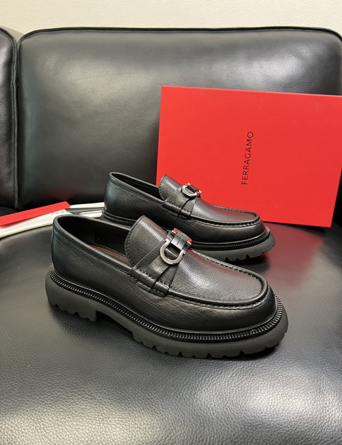 Ferragamo Premium Cowhide Leather Casual Loafers