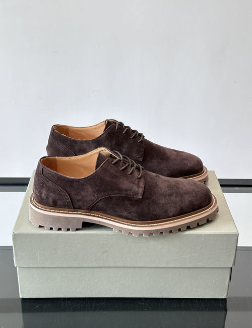 Brunello Cucinelli BC Suede Leather Thick-sole Derby Shoes