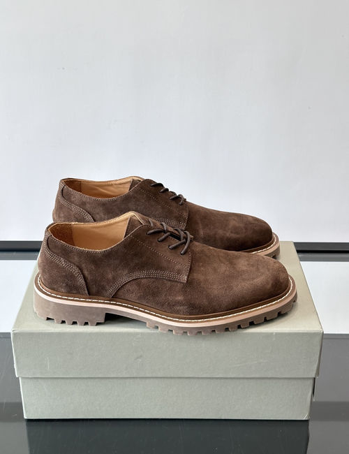 Brunello Cucinelli BC Suede Leather Thick-sole Derby Shoes