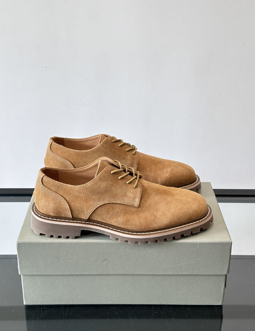 Brunello Cucinelli BC Suede Leather Thick-sole Derby Shoes