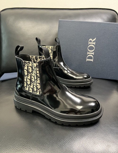 Christian Dior CD Cowhide Fabric High-top Boots