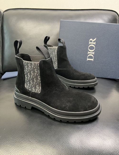 Christian Dior CD Cowhide Fabric High-top Boots