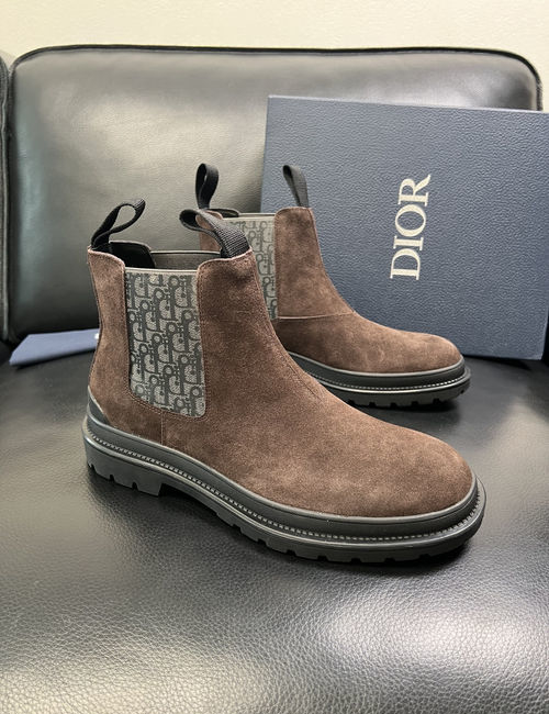 Christian Dior CD Cowhide Fabric High-top Boots