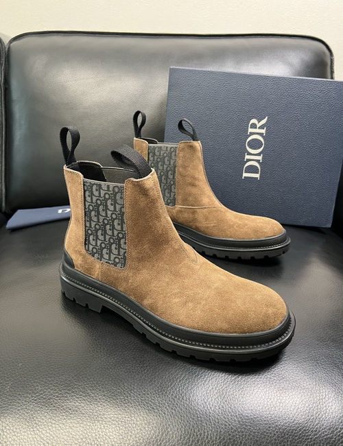 Christian Dior CD Cowhide Fabric High-top Boots