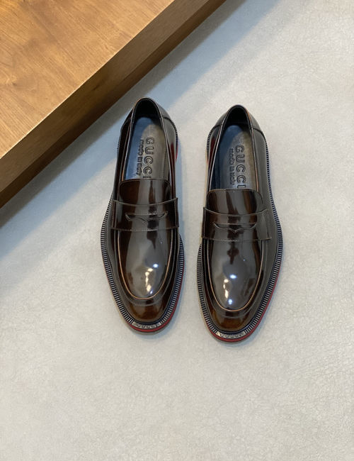 Gucci Stitching Leather Casual Walking Shoes