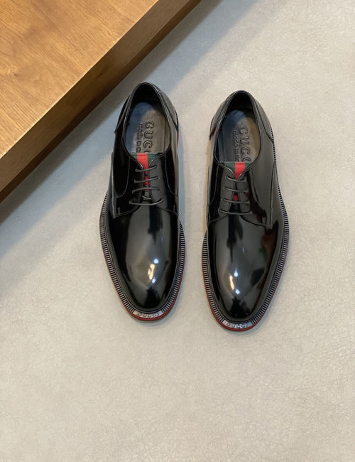 Gucci Stitching Leather Casual Walking Shoes
