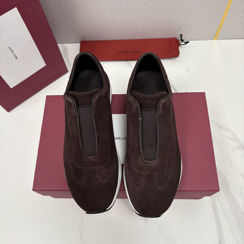 John Lobb Pace Suede Slip On Casual Sneakers