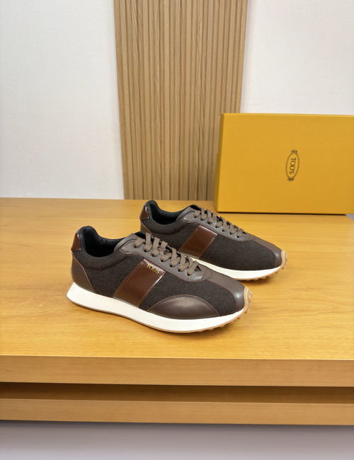 Tods Premium Leather Flocked Sneakers