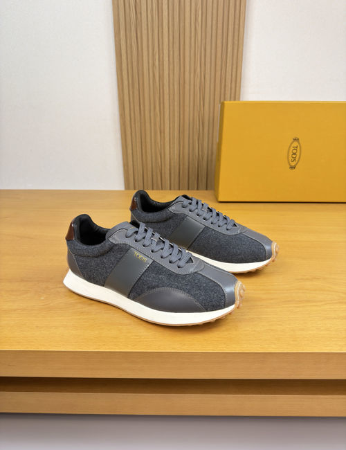 Tods Premium Leather Flocked Sneakers