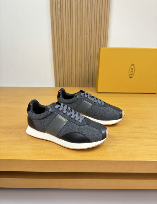 Tods Premium Leather Flocked Sneakers