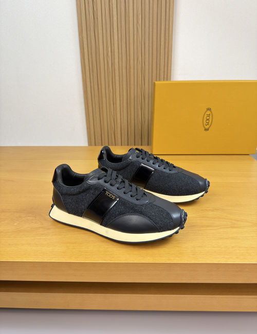 Tods Premium Leather Flocked Sneakers