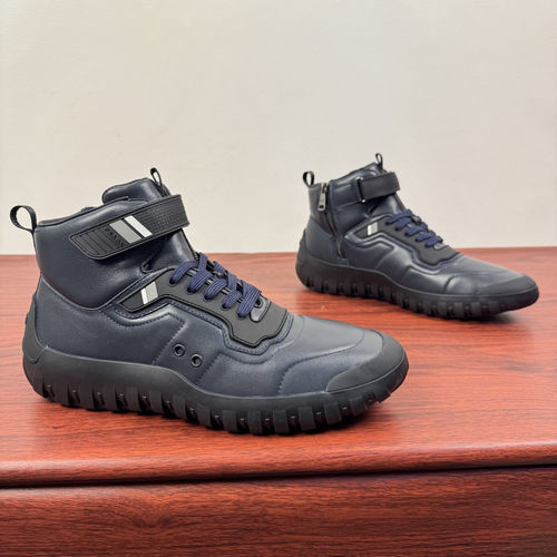 Prada Stitched Leather Casual Sports Boots