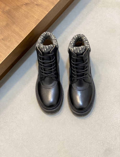Christian Dior CD Genuine Leather Mid-top Ankle Boots