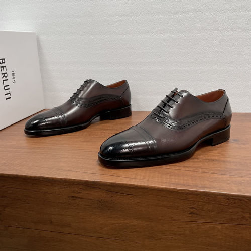 Berluti Calfskin Oxford Shoes With Croc Embossing