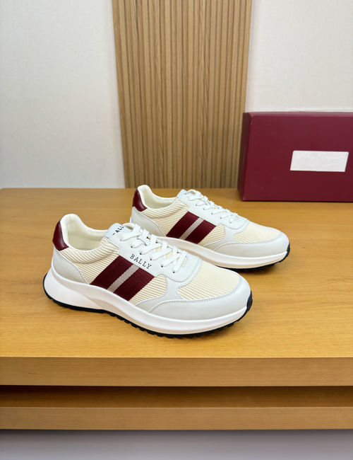 Bally Striped Leather Sneakers, Durable Sole, Exquisite Workmanship