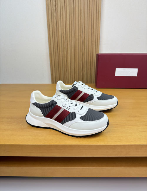 Bally Striped Leather Sneakers, Durable Sole, Exquisite Workmanship