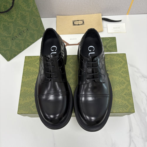 Gucci Embossed Leather Platform Derby Shoes