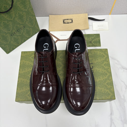 Gucci Embossed Leather Platform Derby Shoes