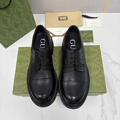 Gucci Embossed Leather Platform Derby Shoes