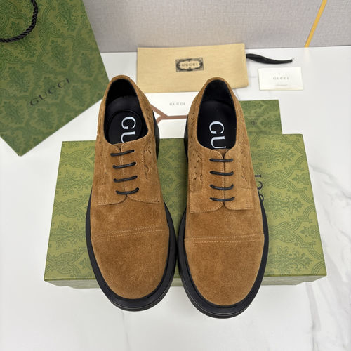 Gucci Embossed Leather Platform Derby Shoes