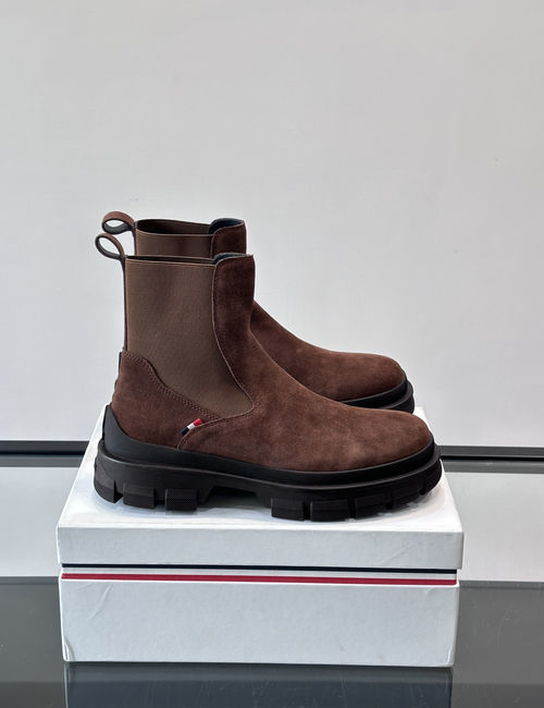 Moncler Cowhide Leather High-top Ankle Boots